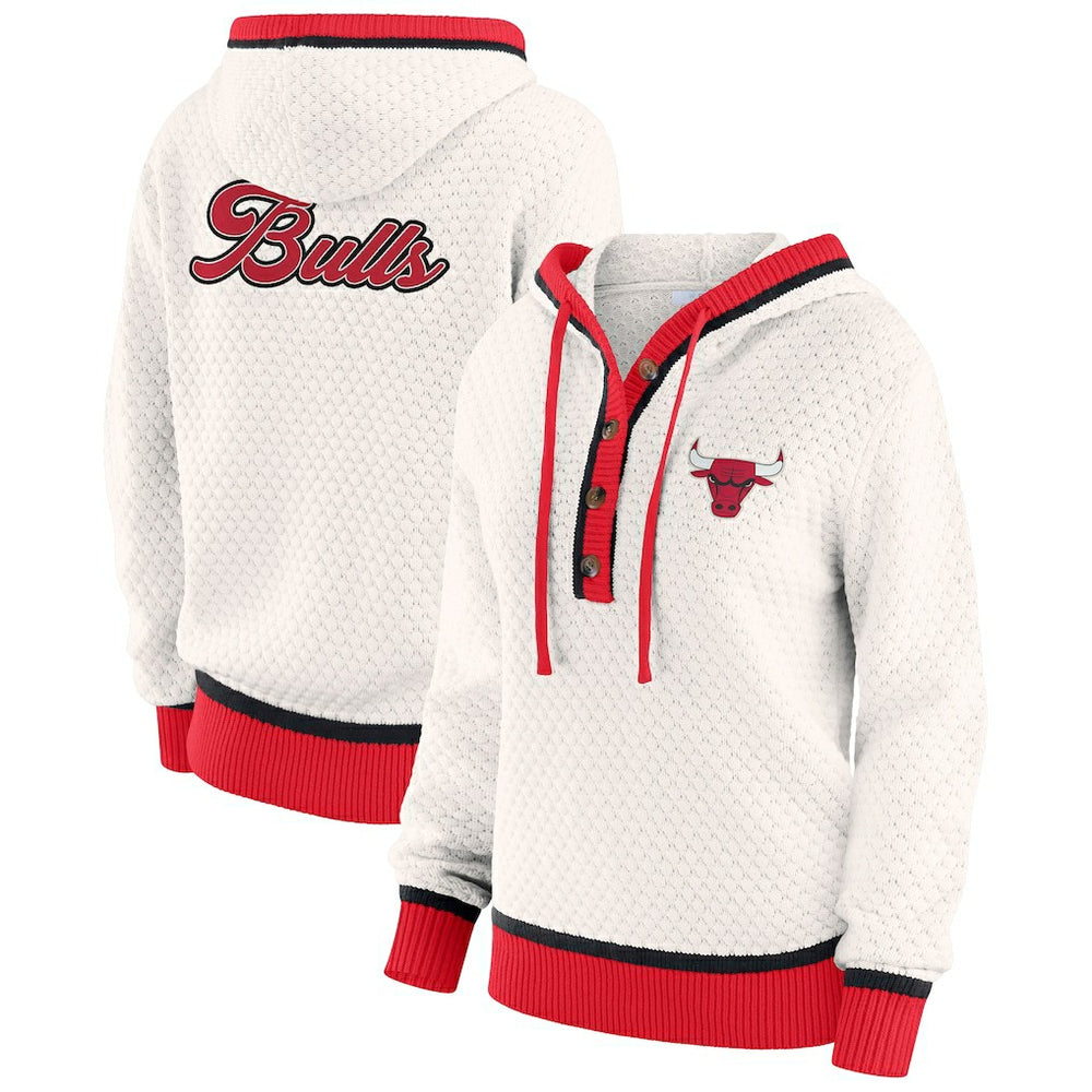Chicago Bulls WEAR by Erin Andrews Women's Plus Size Hoodie Sweater - Cream cheap