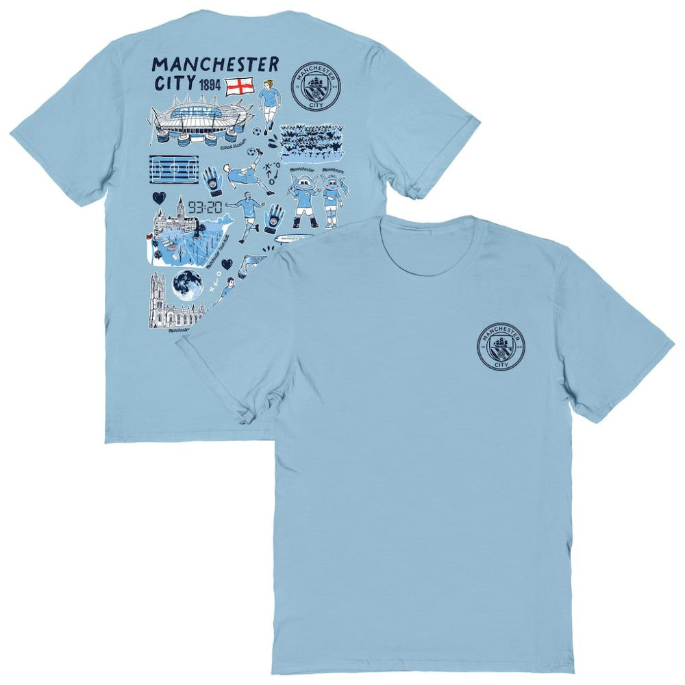 Manchester City Vive La Fete Women's Impressions Artwork T-Shirt - Sky Blue online