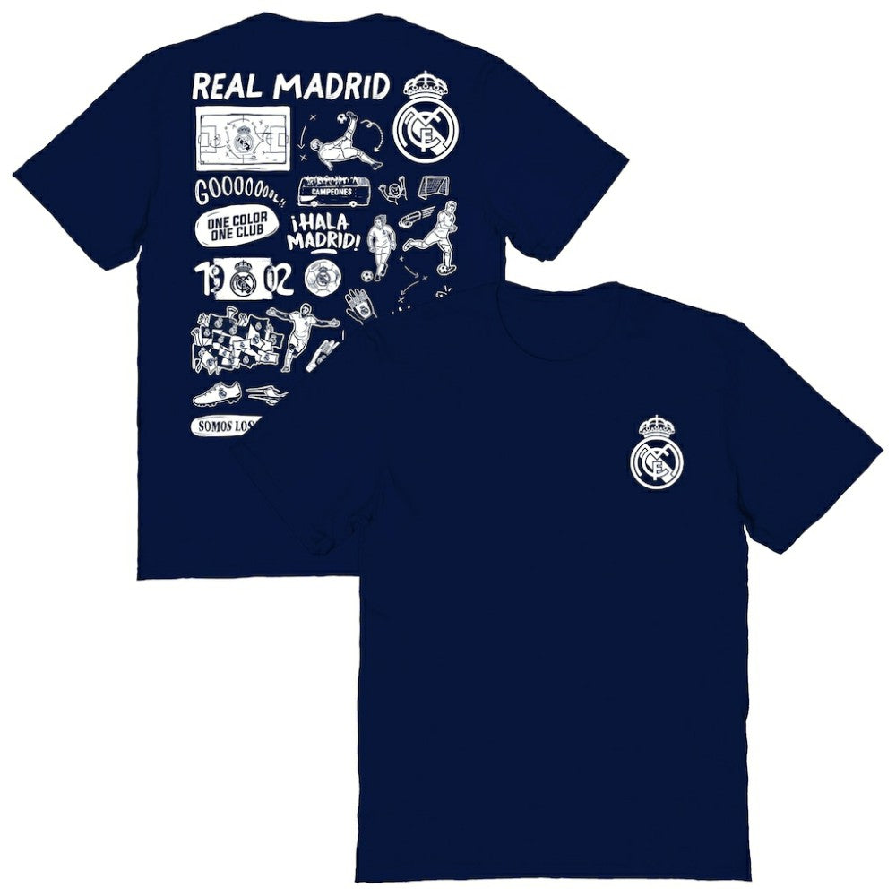 Real Madrid Vive La Fete Women's Impressions Artwork T-Shirt - Navy outlet