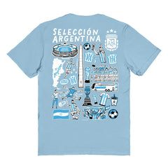 Argentina National Team Vive La Fete Women's Impressions Artwork T-Shirt - Light Blue outlet