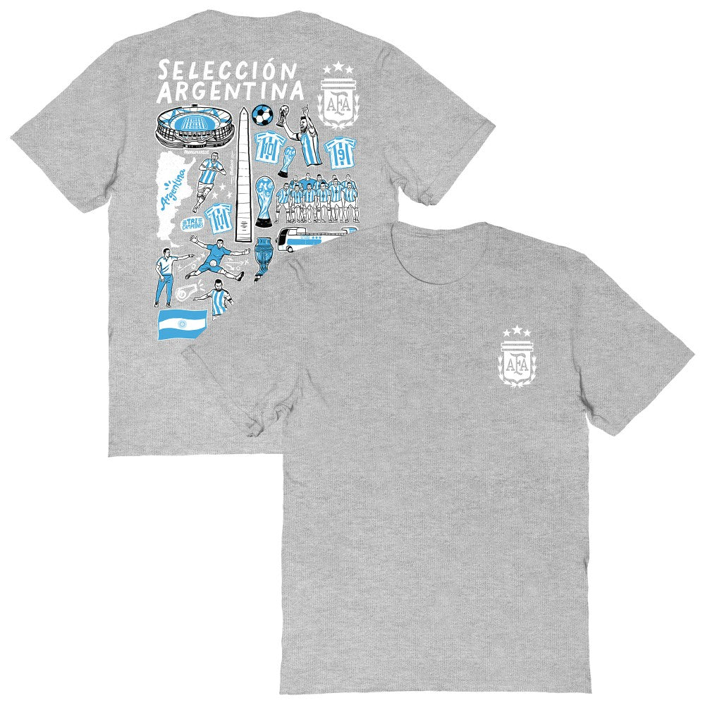 Argentina National Team Vive La Fete Women's Impressions Artwork T-Shirt - Heather Gray discount