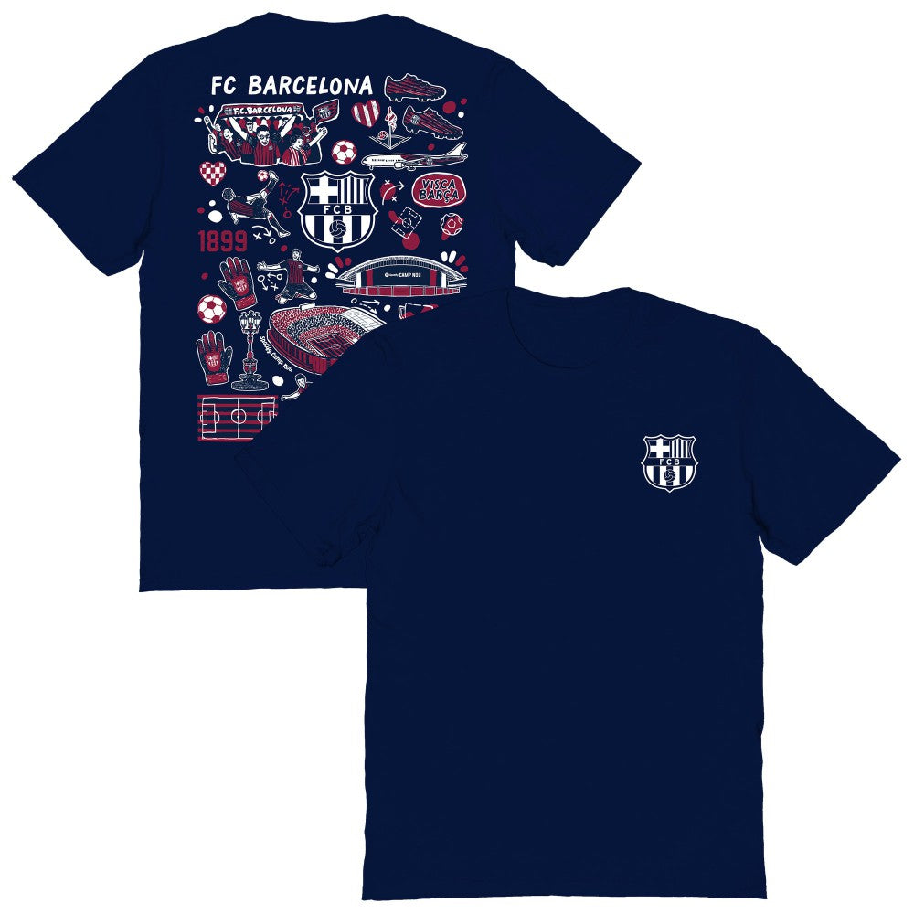 Barcelona Vive La Fete Women's Impressions Artwork T-Shirt - Navy discount