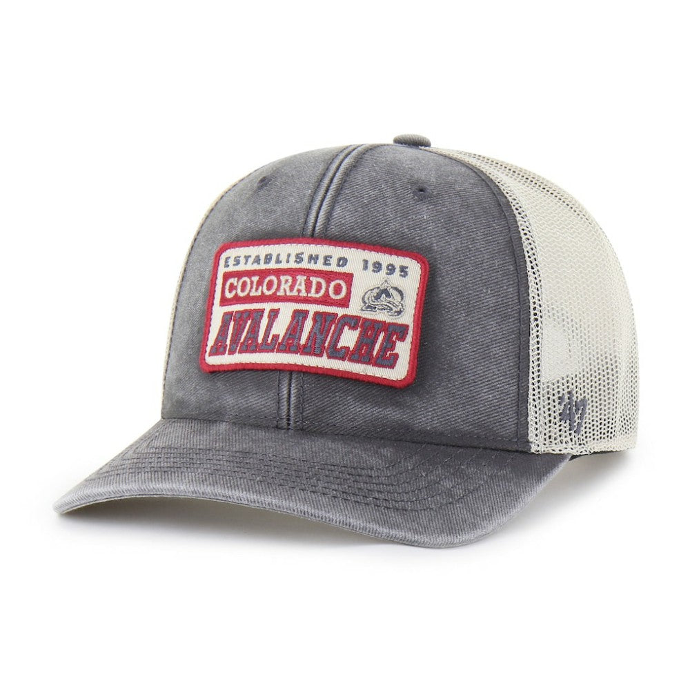 Colorado Avalanche '47 Canteen Pigment Dyed Patch Trucker Adjustable Hat Charcoal