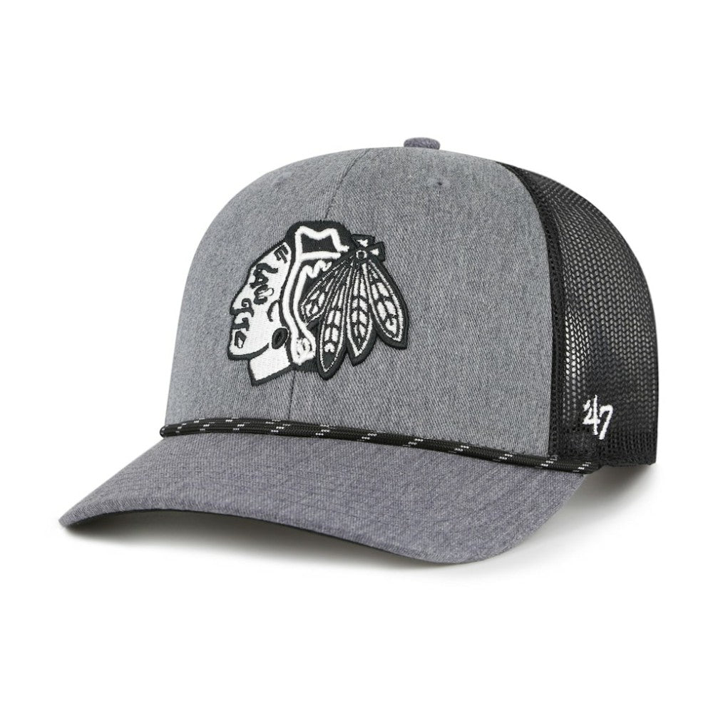 Chicago Blackhawks '47 Carbon Rope Trucker Adjustable Hat Gray