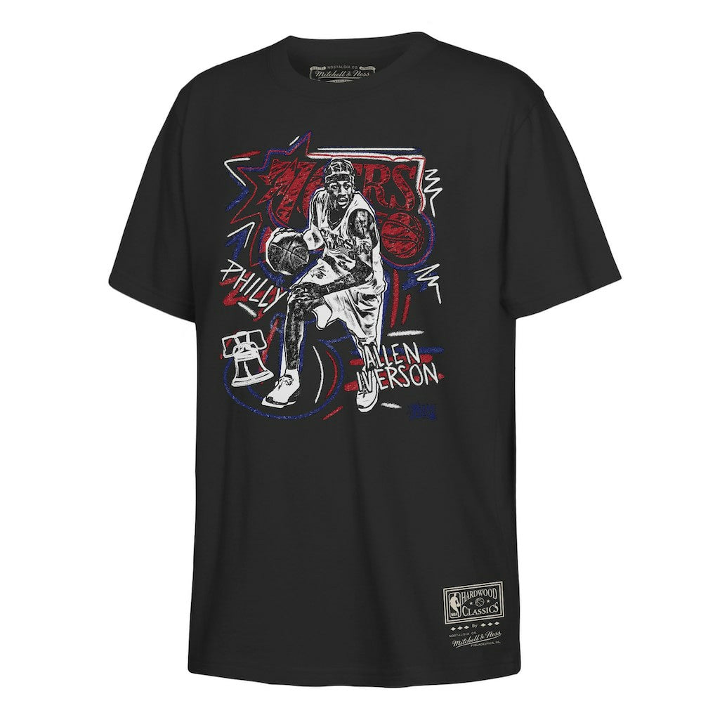 Allen Iverson Philadelphia 76ers Youth Chalked Up T-Shirt - Black | Mitchell & Ness on sale