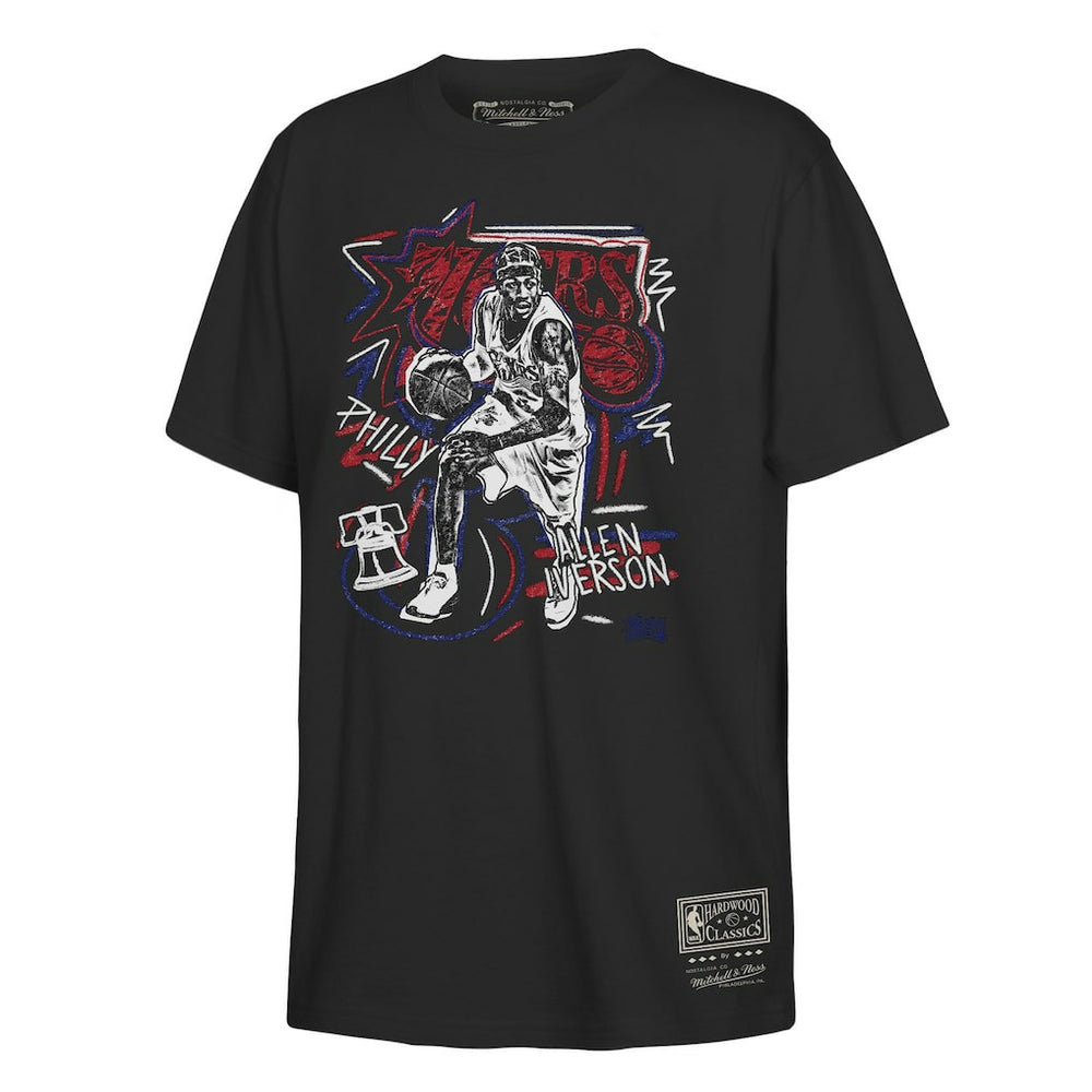 Allen Iverson Philadelphia 76ers Youth Chalked Up T-Shirt - Black | Mitchell & Ness on sale