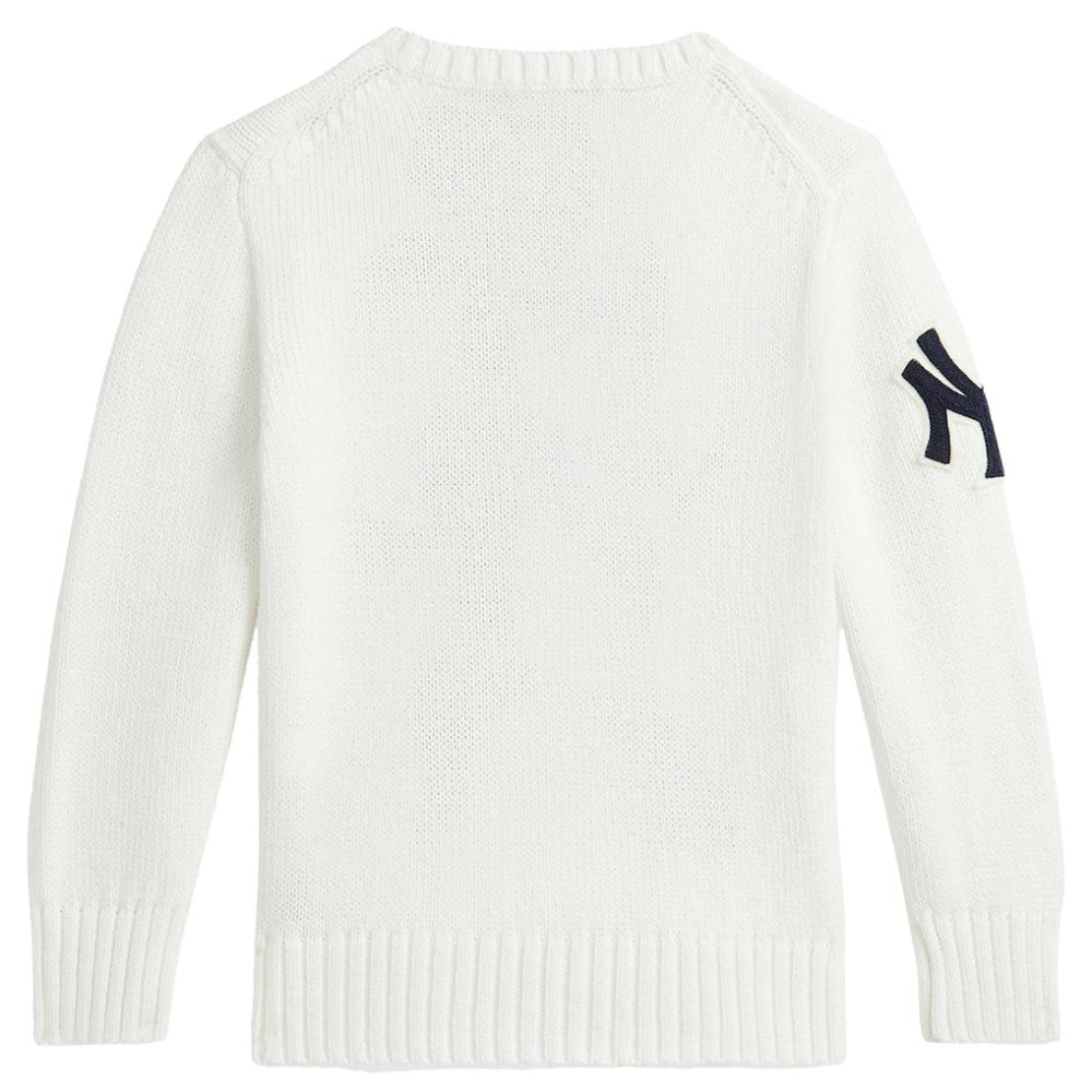 Yankees Polo Ralph Lauren Preschool  Bear Pullover Sweater - White