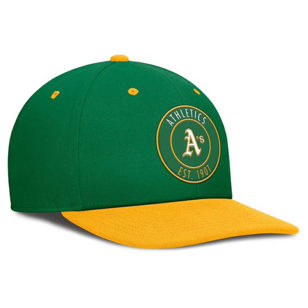 Athletics Cooperstown Collection Pro Dri-FIT Snapback Hat - Green/Gold | Nike