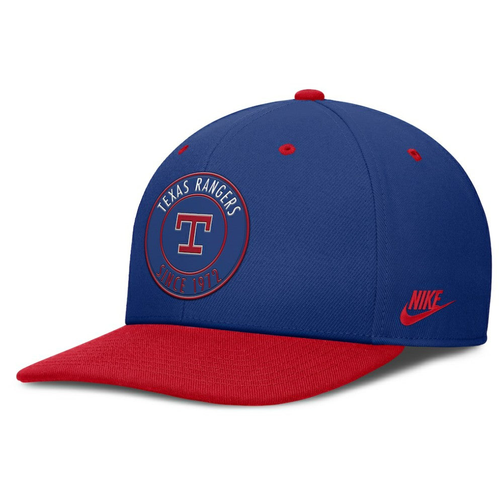 Texas Rangers Cooperstown Collection Pro Dri-FIT Snapback Hat - Royal/Red | Nike