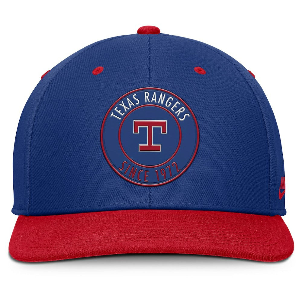 Texas Rangers Cooperstown Collection Pro Dri-FIT Snapback Hat - Royal/Red | Nike