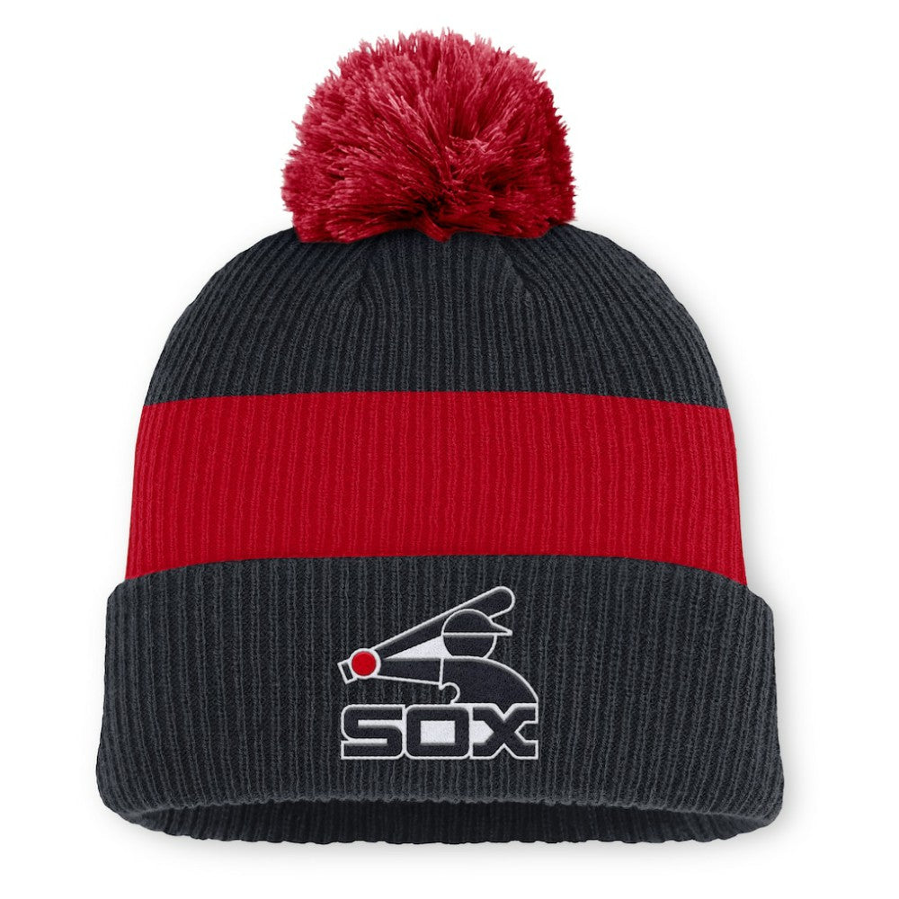 Chicago White Sox Cooperstown Collection Peak Standard Cuffed Knit Hat with Pom - Navy/Red | Nike