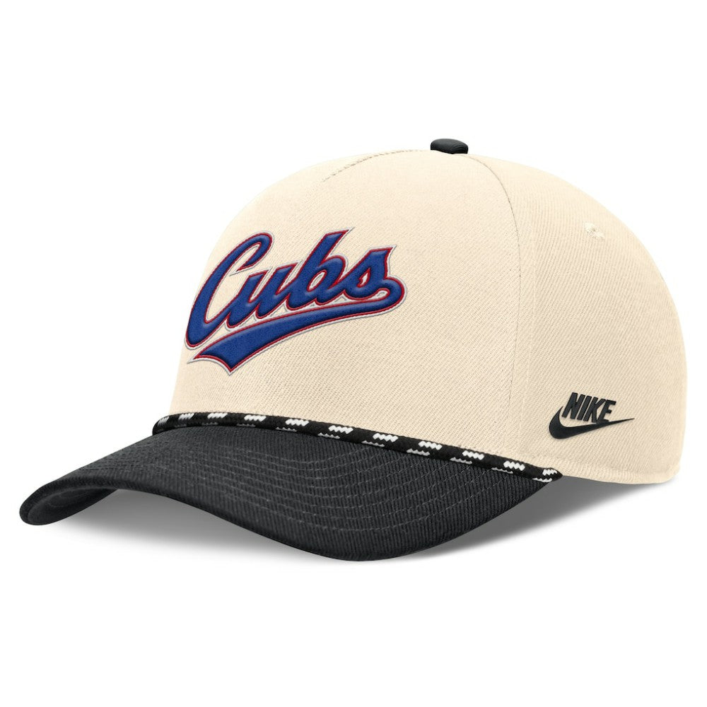 Chicago Cubs Cooperstown Collection Rise Adjustable Hat - Natural/Black | Nike