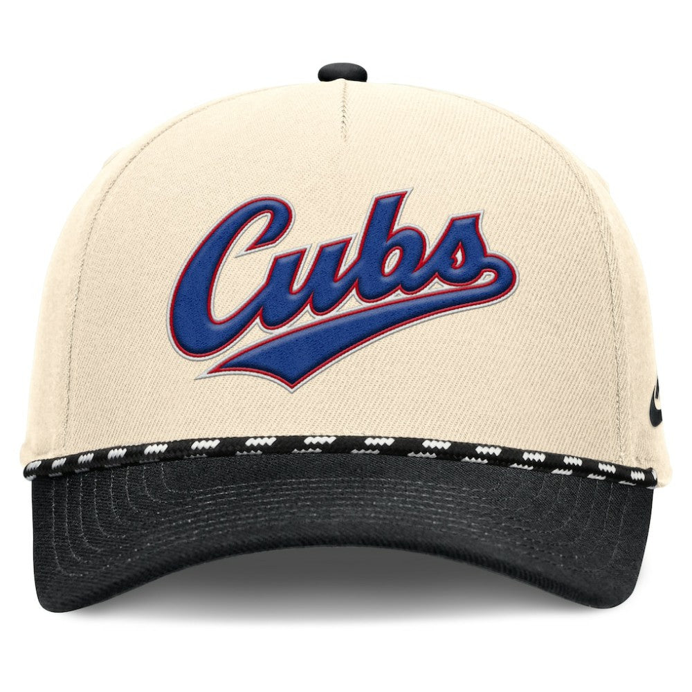 Chicago Cubs Cooperstown Collection Rise Adjustable Hat - Natural/Black | Nike