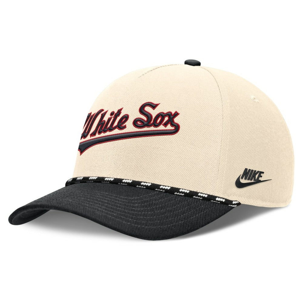Chicago White Sox Cooperstown Collection Rise Adjustable Hat - Natural/Black | Nike