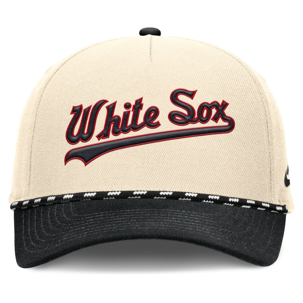 Chicago White Sox Cooperstown Collection Rise Adjustable Hat - Natural/Black | Nike