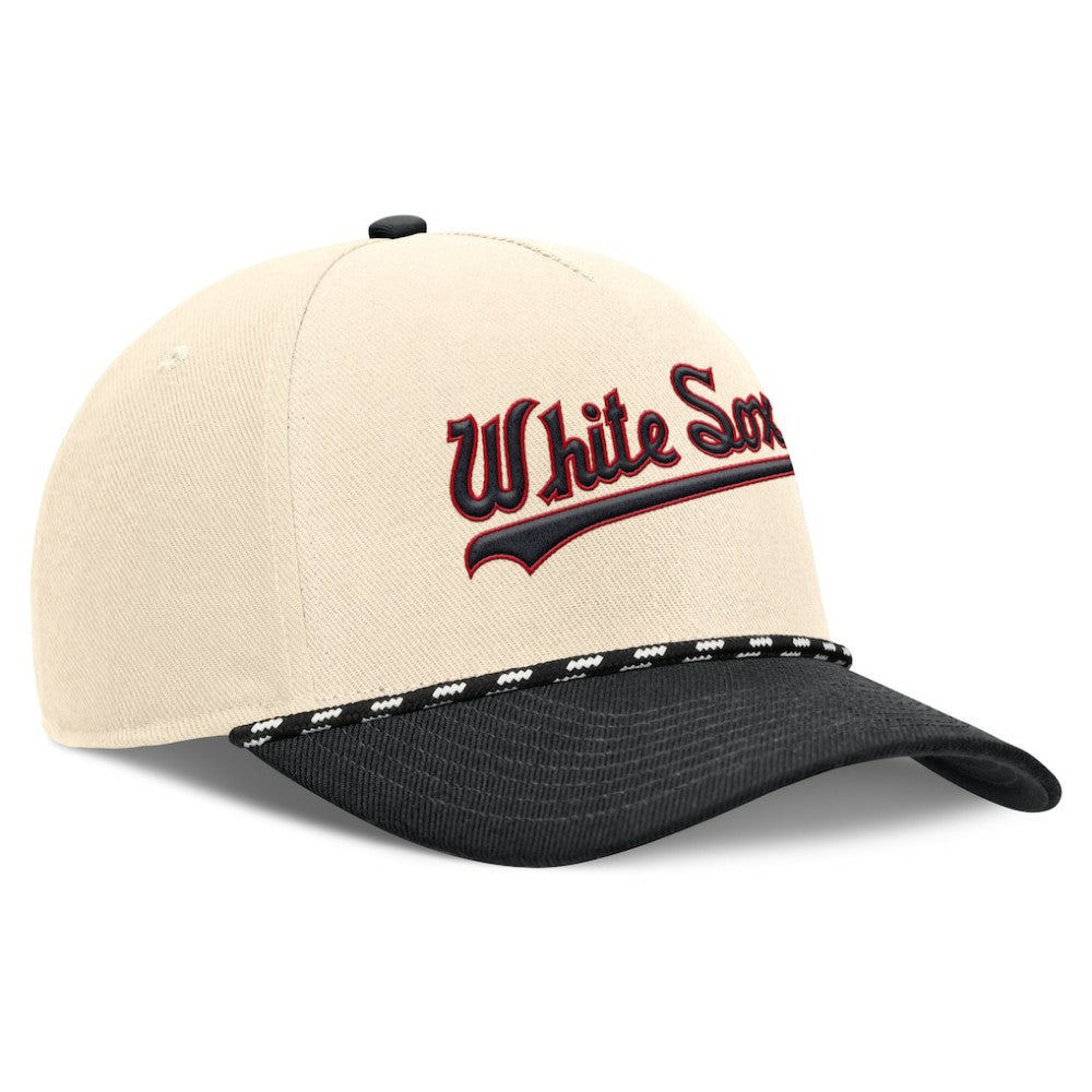 Chicago White Sox Cooperstown Collection Rise Adjustable Hat - Natural/Black | Nike