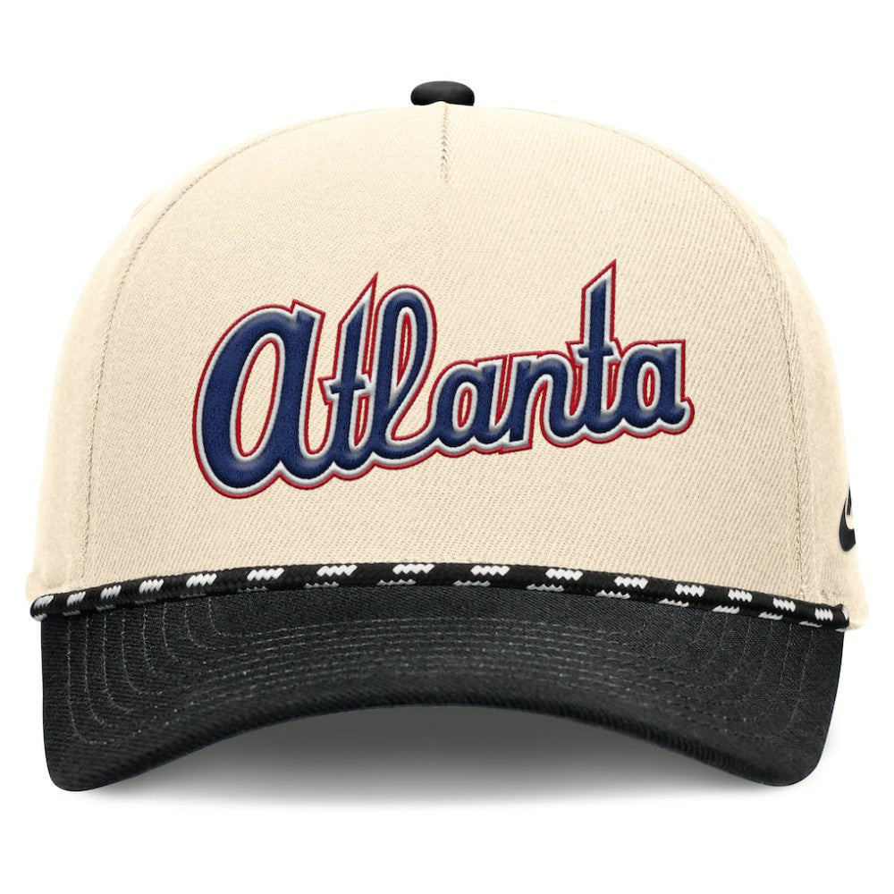 Atlanta Braves Cooperstown Collection Rise Adjustable Hat - Natural/Black | Nike