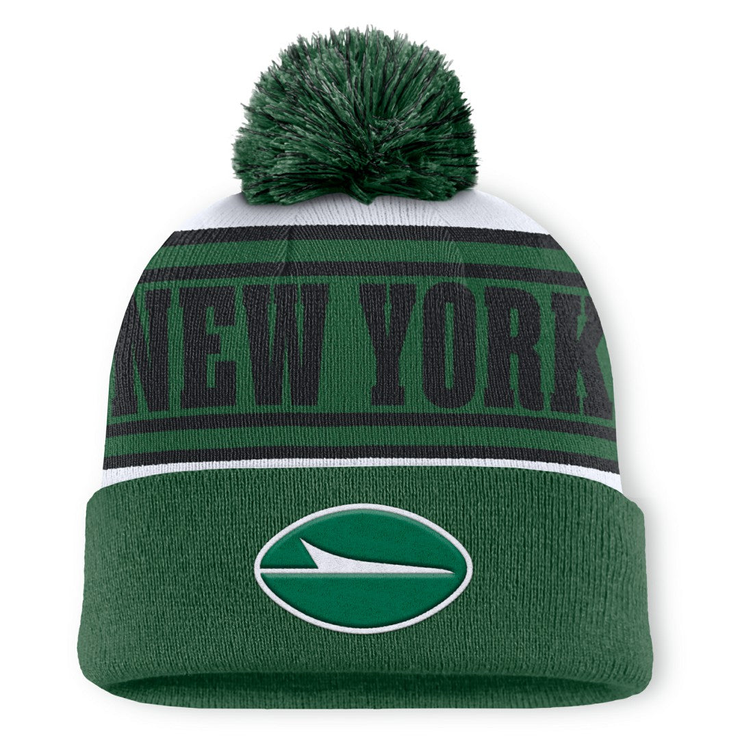 New York Jets Center Cuffed Knit Hat with Pom - Green discount
