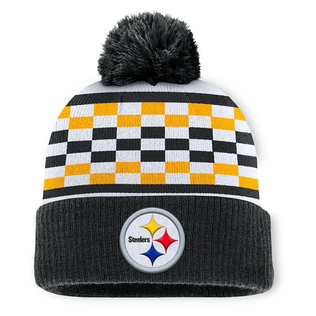 Pittsburgh Steelers Women's End Zone Cuffed Knit Hat with Pom - Black discount