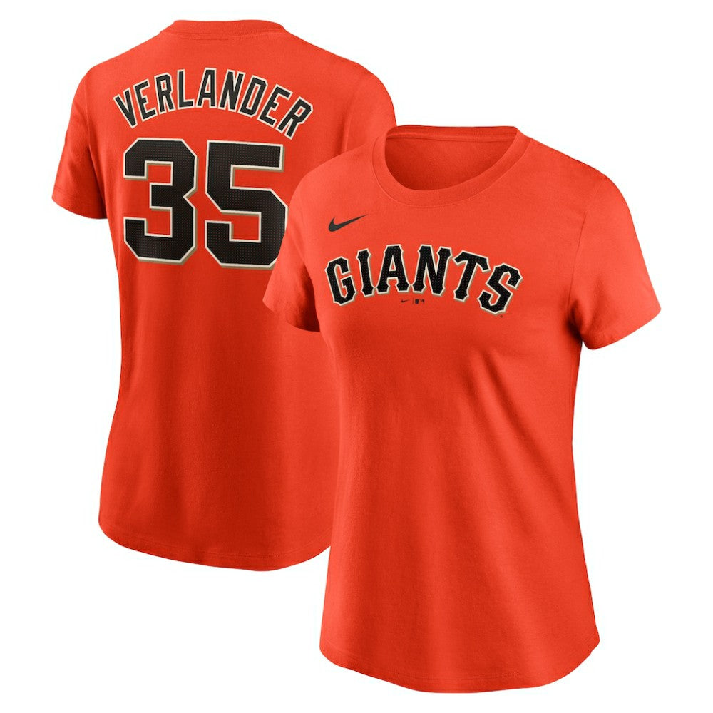 Justin Verlander San Francisco Giants Women's Cooperstown Collection Fuse Name & Number T-Shirt - Orange | Nike