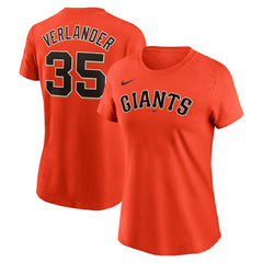Justin Verlander San Francisco Giants Women's Cooperstown Collection Fuse Name & Number T-Shirt - Orange | Nike