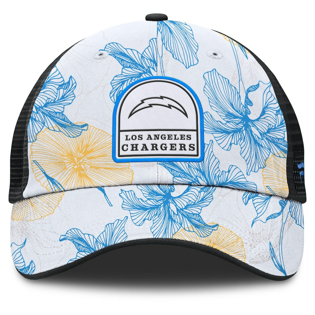 Los Angeles Chargers Tropical Adjustable Trucker Hat - White/Black on sale