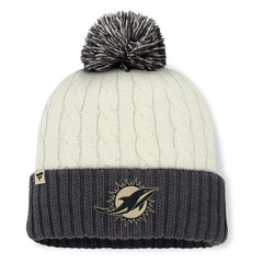 Miami Dolphins Women's Coaxial Cuffed Knit Hat with Pom - Cream discount