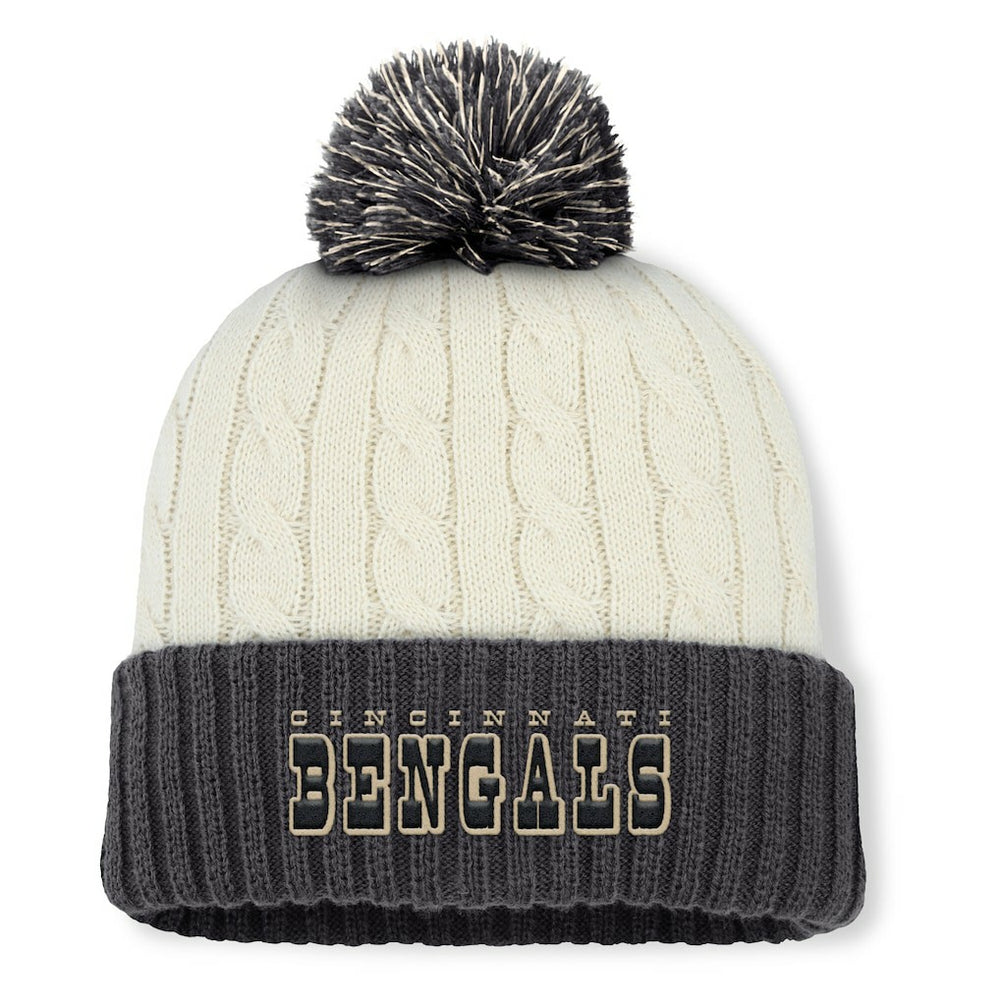 Cincinnati Bengals Women's Coaxial Cuffed Knit Hat with Pom - Cream for sale