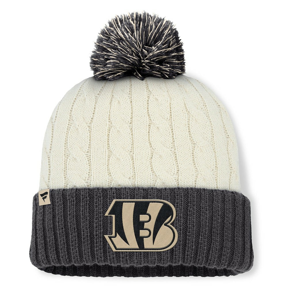 Cincinnati Bengals Women's Coaxial Cuffed Knit Hat with Pom - Cream for sale