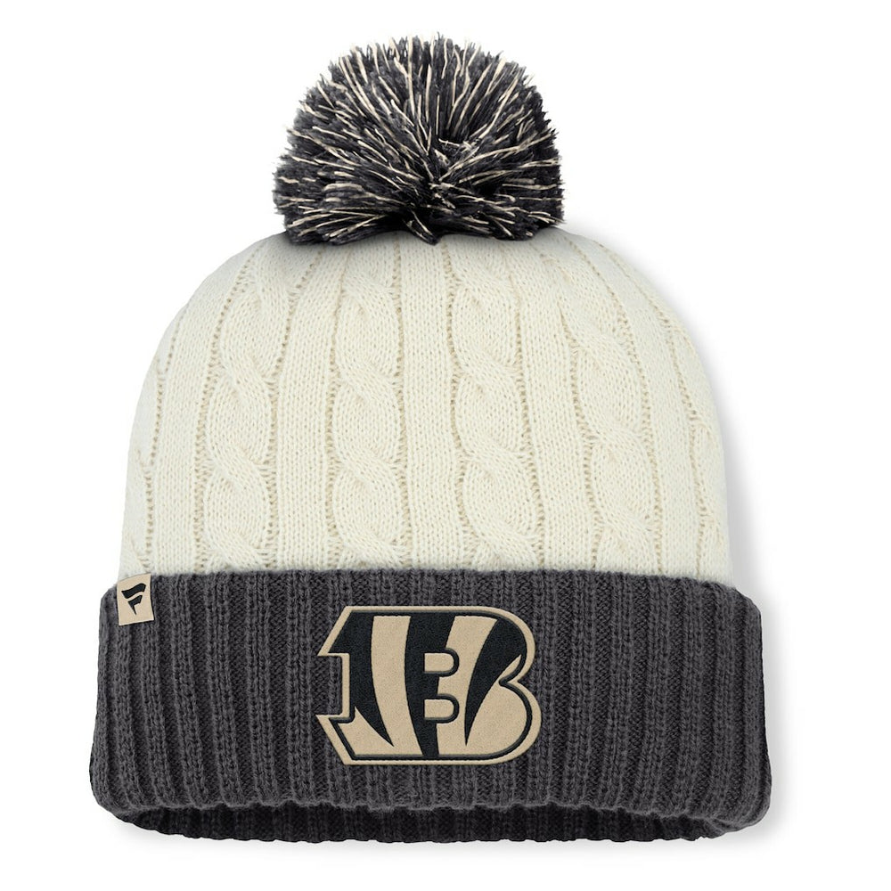 Cincinnati Bengals Women's Coaxial Cuffed Knit Hat with Pom - Cream for sale
