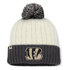 Cincinnati Bengals Women's Coaxial Cuffed Knit Hat with Pom - Cream for sale