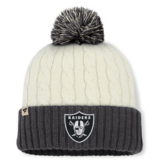 Las Vegas Raiders Women's Coaxial Cuffed Knit Hat with Pom - Cream discount