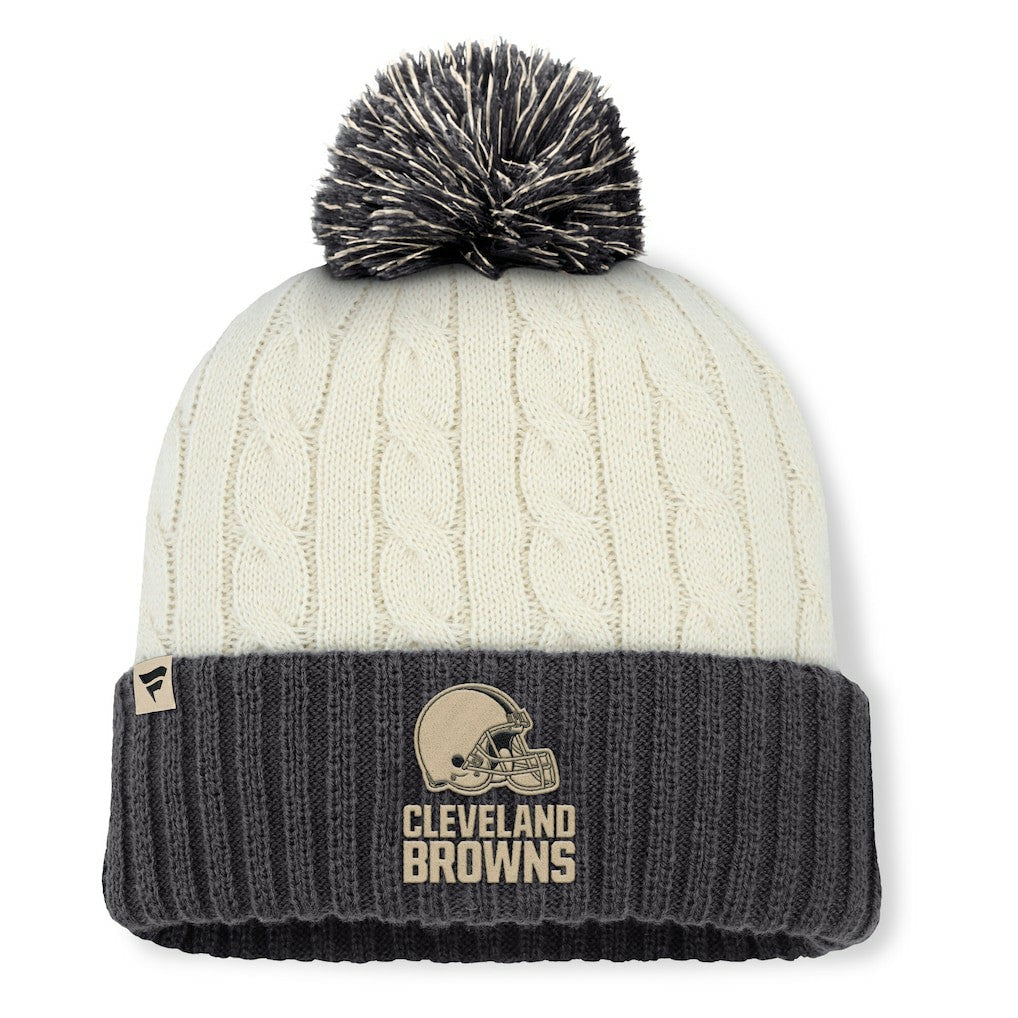 Cleveland Browns Women's Coaxial Cuffed Knit Hat with Pom - Cream sale