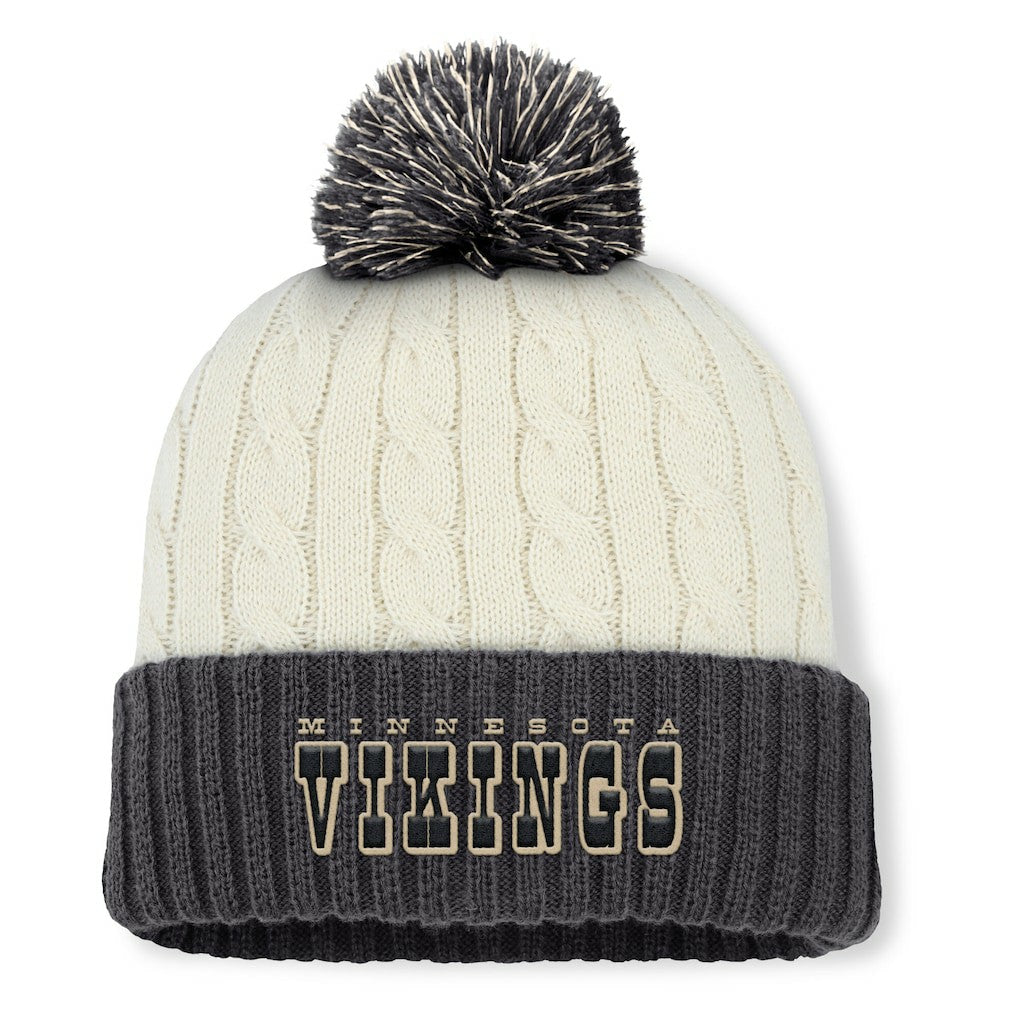 Minnesota Vikings Women's Coaxial Cuffed Knit Hat with Pom - Cream on sale
