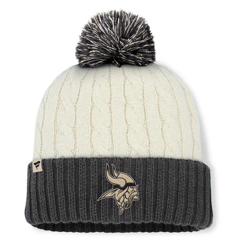 Minnesota Vikings Women's Coaxial Cuffed Knit Hat with Pom - Cream on sale