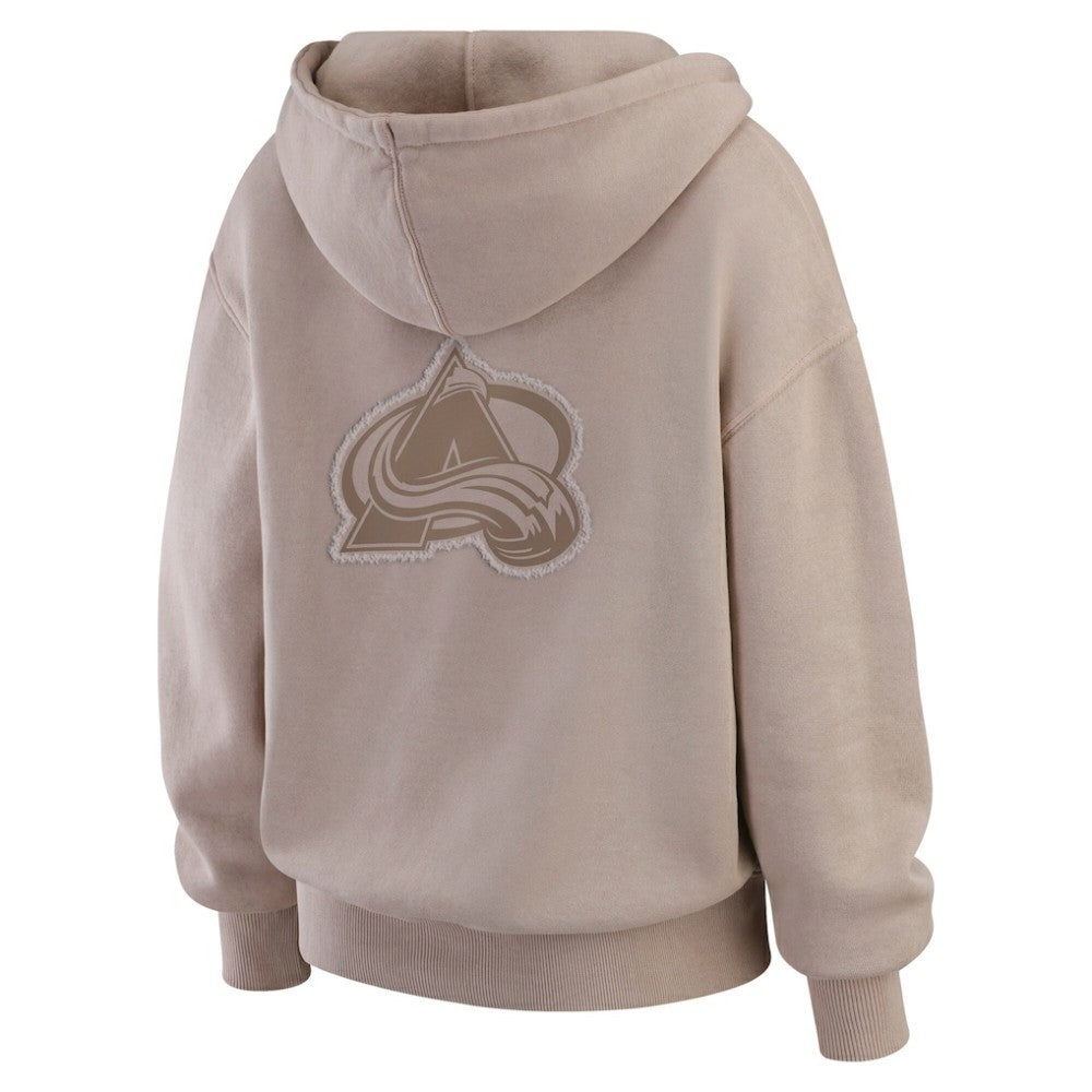 Colorado Avalanche WEAR by Erin Andrews Women's Washed Pullover Crewdie Tan