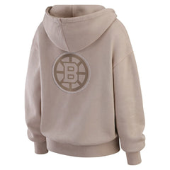 Boston Bruins WEAR by Erin Andrews Women's Washed Pullover Crewdie Tan