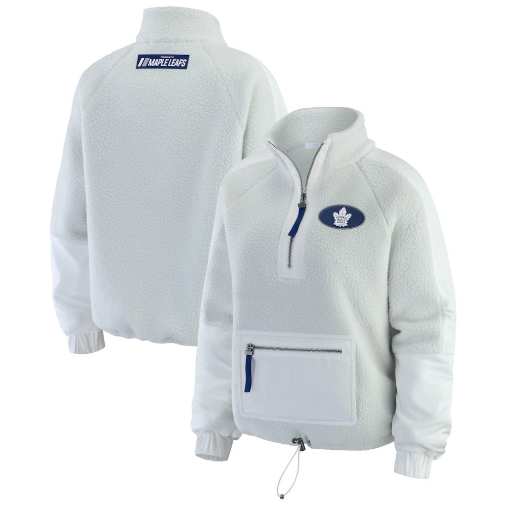 Toronto Maple Leafs WEAR by Erin Andrews Women's Polar Fleece Quarter-Zip Jacket Gray