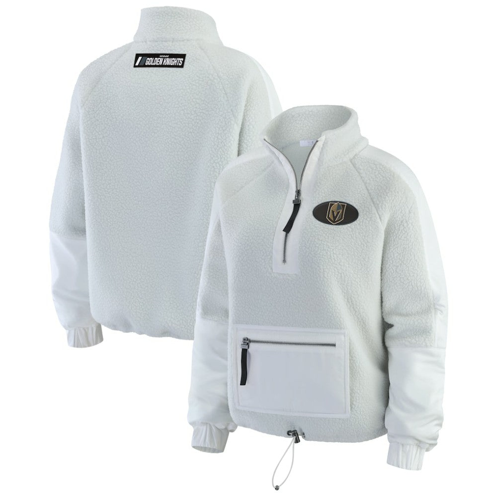 Vegas Golden Knights WEAR by Erin Andrews Women's Polar Fleece Quarter-Zip Jacket Gray