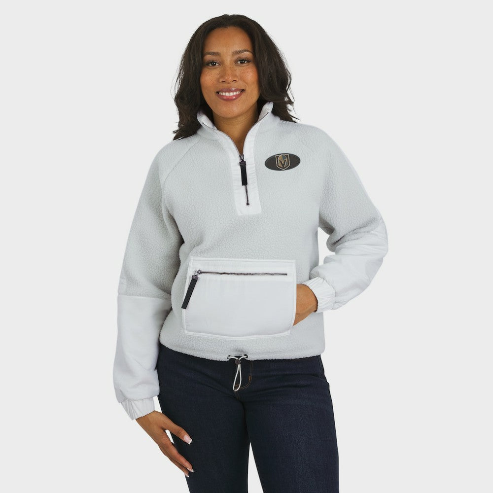 Vegas Golden Knights WEAR by Erin Andrews Women's Polar Fleece Quarter-Zip Jacket Gray