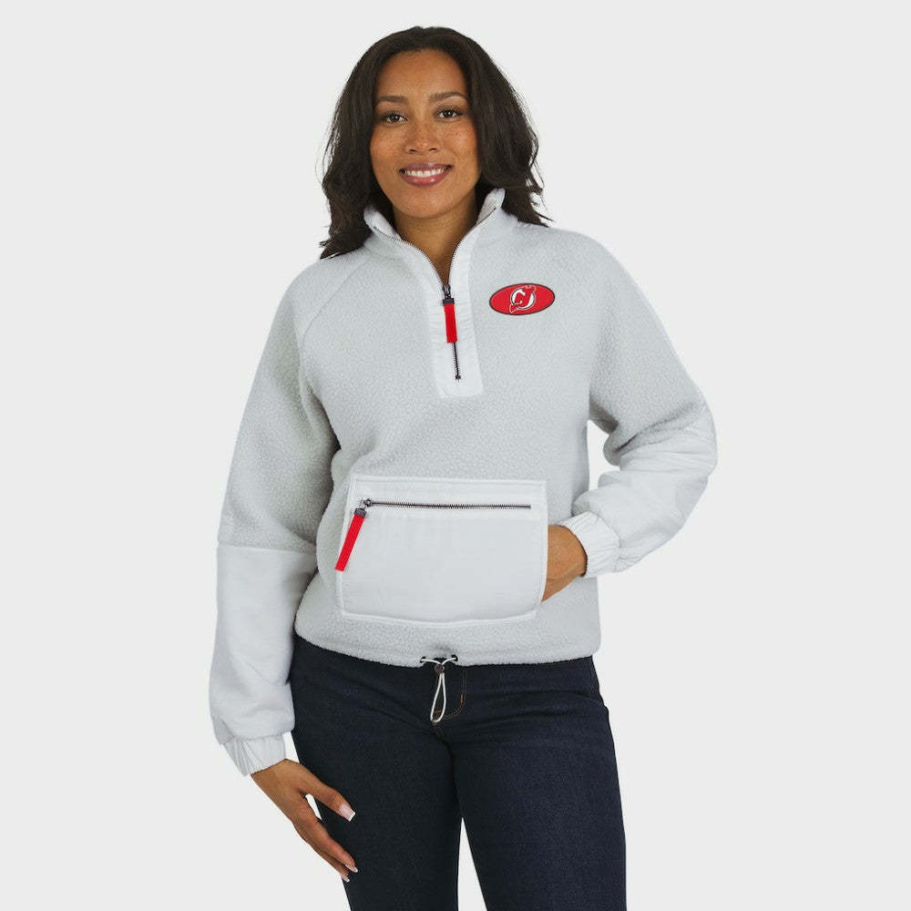 New Jersey Devils WEAR by Erin Andrews Women's Polar Fleece Quarter-Zip Jacket Gray