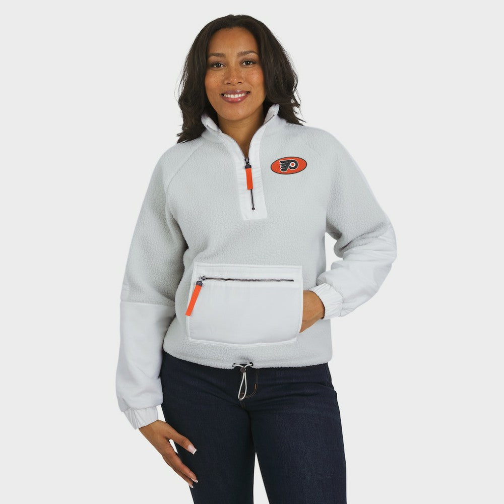Philadelphia Flyers WEAR by Erin Andrews Women's Polar Fleece Quarter-Zip Jacket Gray