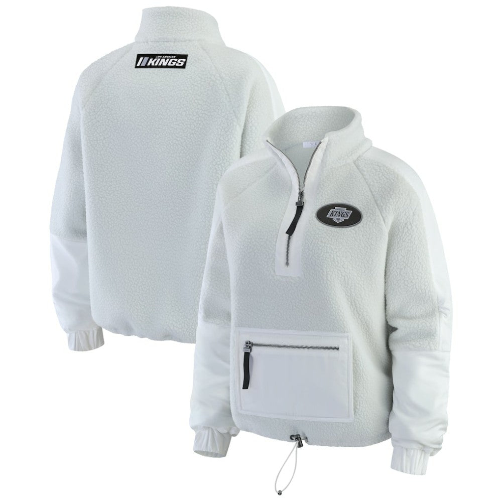 Los Angeles Kings WEAR by Erin Andrews Women's Polar Fleece Quarter-Zip Jacket Gray