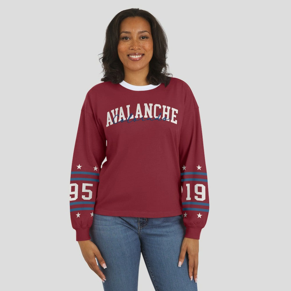 Colorado Avalanche WEAR by Erin Andrews Women's Long-Sleeve Sport T-Shirt Burgundy