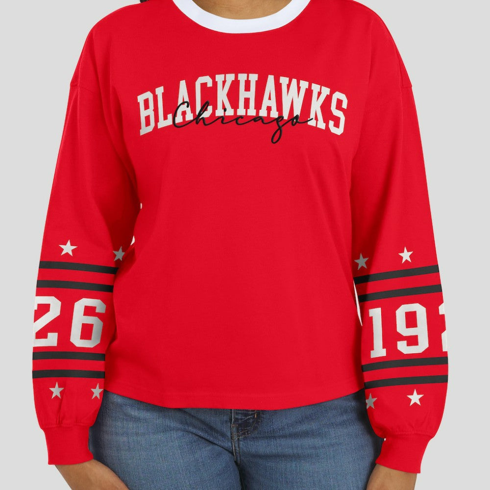 Chicago Blackhawks WEAR by Erin Andrews Women's Long-Sleeve Sport T-Shirt Red