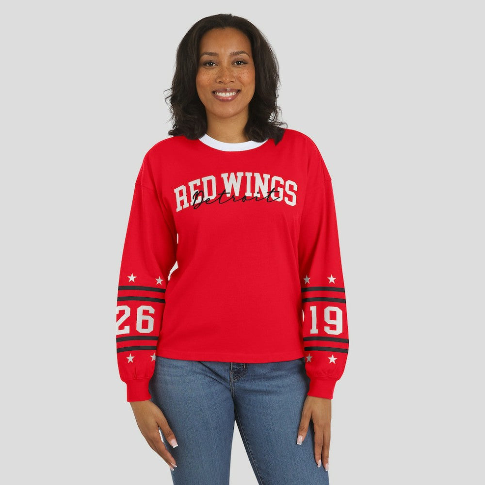 Detroit Red Wings WEAR by Erin Andrews Women's Long-Sleeve Sport T-Shirt Red