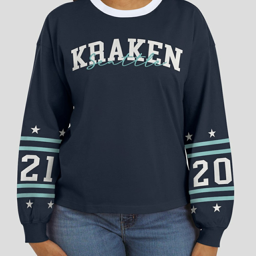 Seattle Kraken WEAR by Erin Andrews Women's Long-Sleeve Sport T-Shirt Deep Sea Blue