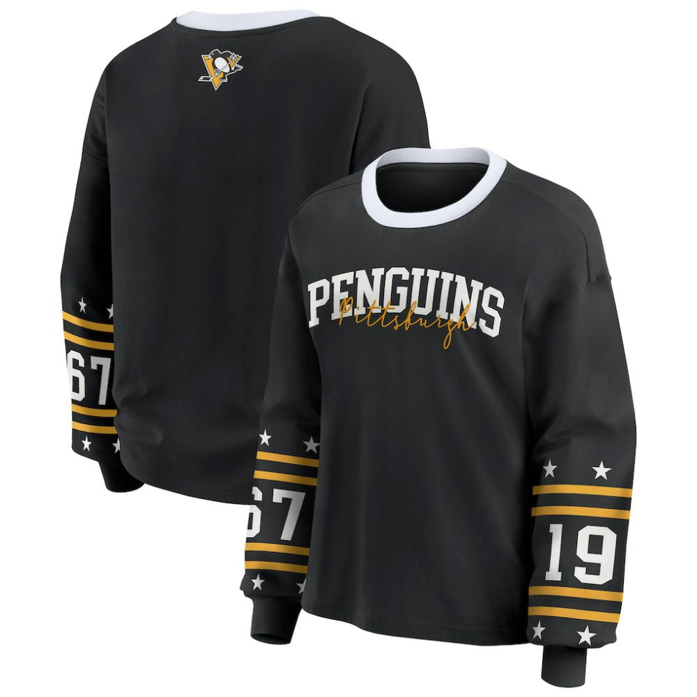 Pittsburgh Penguins WEAR by Erin Andrews Women's Long-Sleeve Sport T-Shirt Black