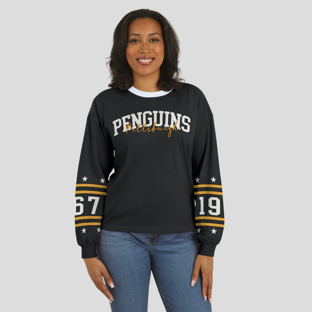 Pittsburgh Penguins WEAR by Erin Andrews Women's Long-Sleeve Sport T-Shirt Black