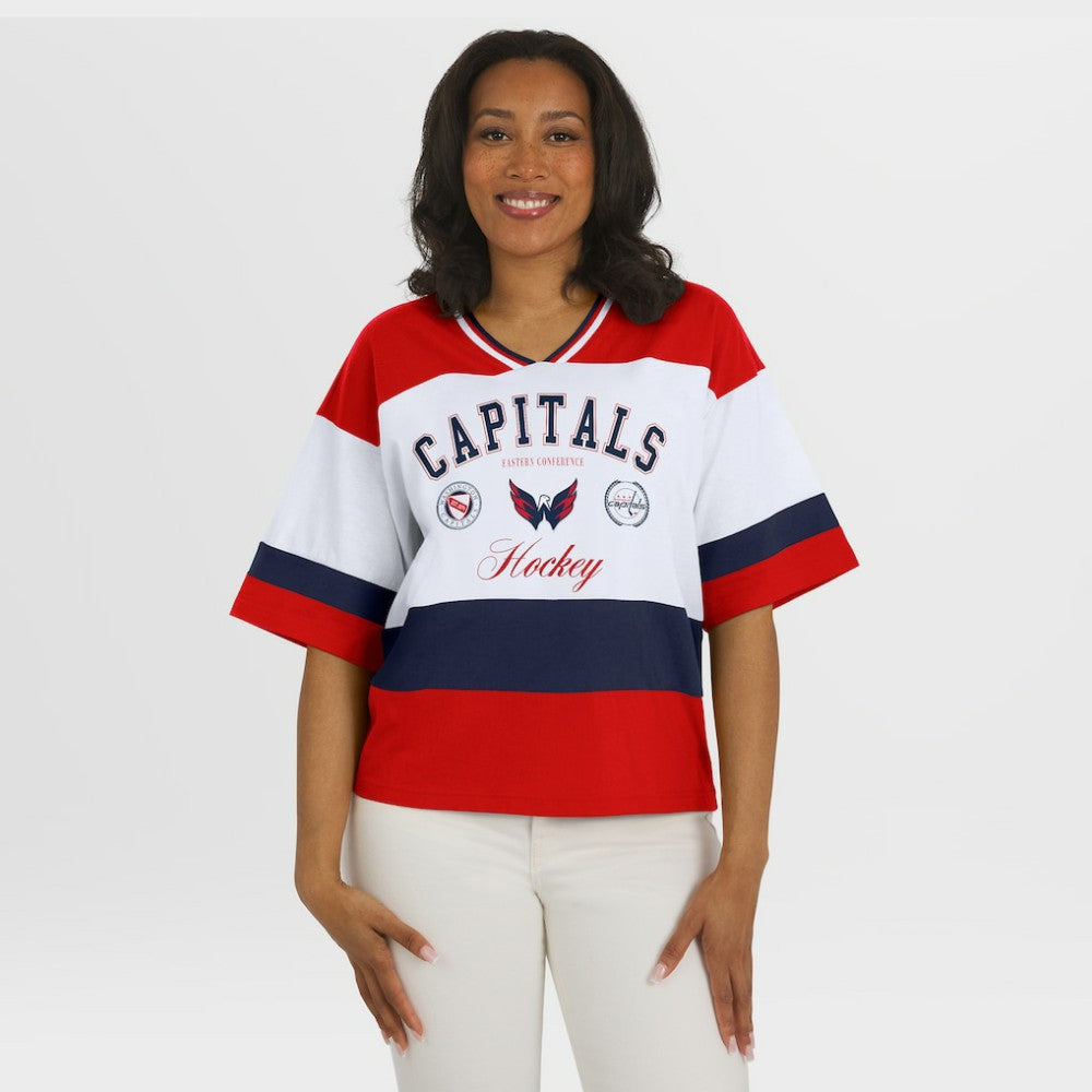 Washington Capitals WEAR by Erin Andrews Women's Jersey Style Tee Red/White